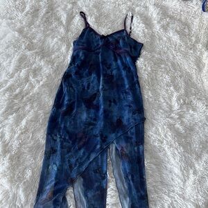 Blue Sheer Asymmetrical Dress